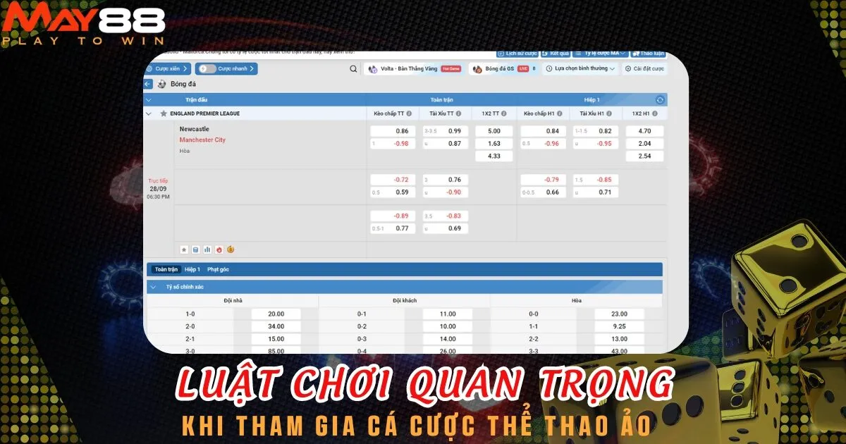 Nắm rõ những lưu ý quan trọng khi đặt cược tại thể thao ảo